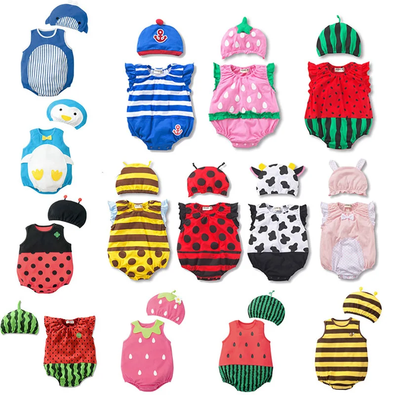 

Summer color short sleeve cartoon pattern baby 2019 infant children's jumpsuit jumpsuit cute boy girl clothes size 3M / 6M / 9M