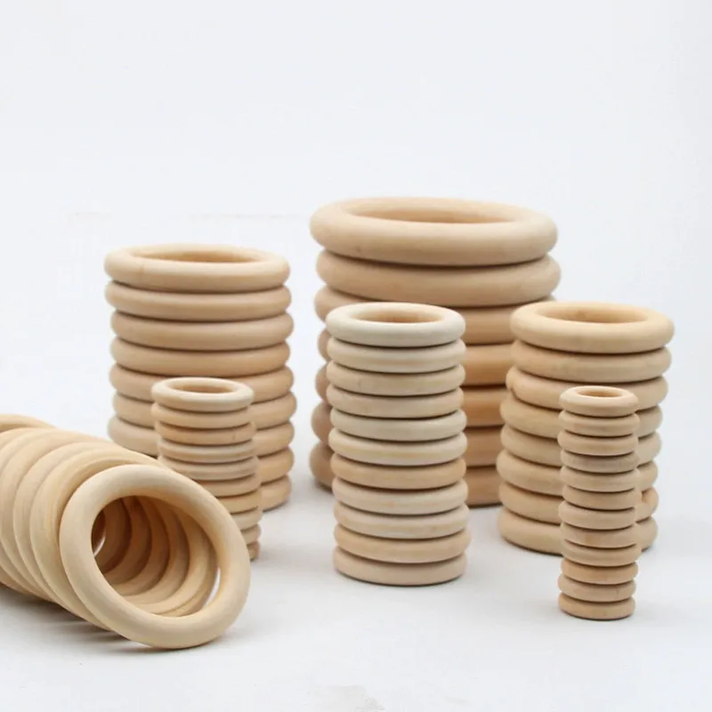 

WD025,Natural DIY 15-125mm Wooden Beads Connector Unfinished Lead-Free Circles Rings Wood Beads For Jewelry Making Pacifier Clip