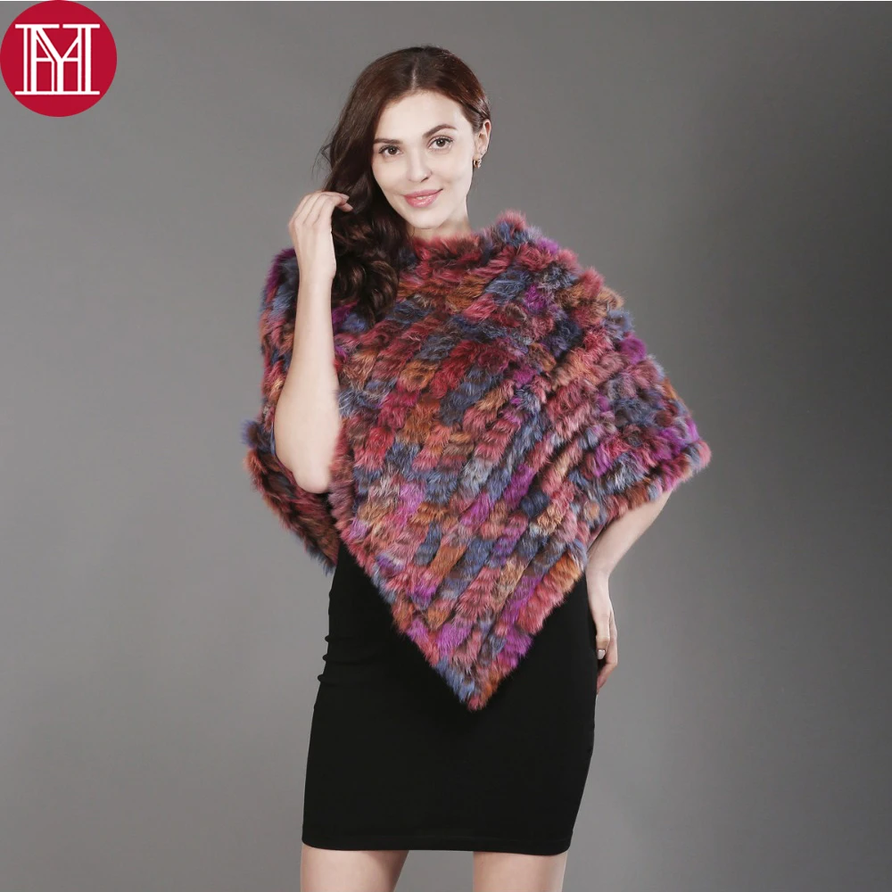 

Women Genuine 100% Real Knitted Rabbit Fur Poncho Women Rabbit Fur Pashmina Wrap Party Pullover Real Fur Scarf Wholesale Retail