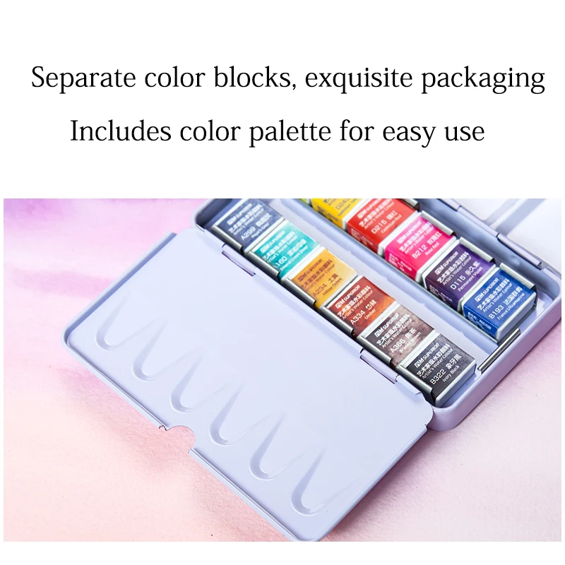 Price Superior Portable 12 24 48 Colors Pearlescent Glitter Watercolor Paints Set Tin box Pigment Solid Paint Set Palette For students