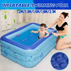 Надувные игрушки для плавательного бассейна для детей на открытом воздухе, Детская ванна, летняя забавная синяя ПВХ прямоугольная 1,2 м/1,3
