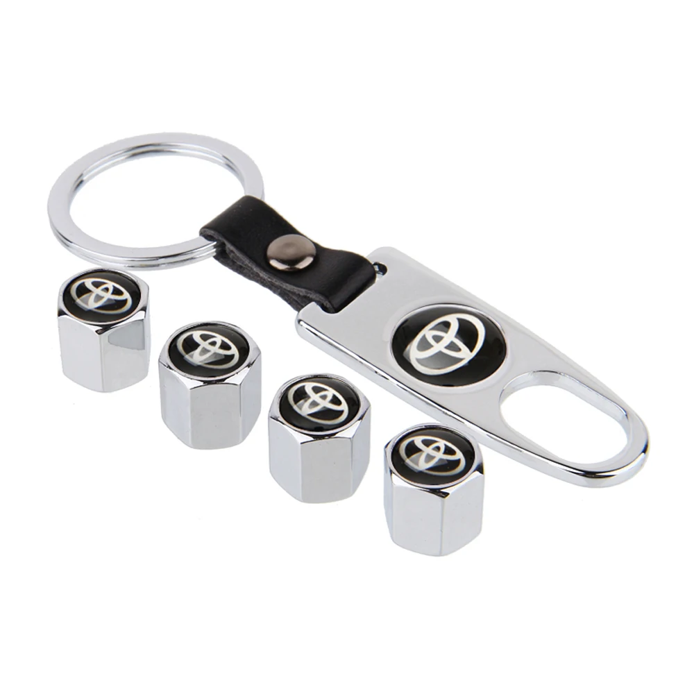 

Car Styling Anti-theft Wheel Tire Valve Caps With Keychain for Toyota Land Cruiser Tacoma Camry Corolla Crown Rav4 Prado Tundra
