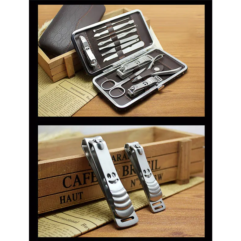 Nail Art Manicure Tools Set Nails Clipper Scissors Tweezer Knife Sets Stone Pattern Case 12pcs nail manicure set makeup|manicure set|manicure tools