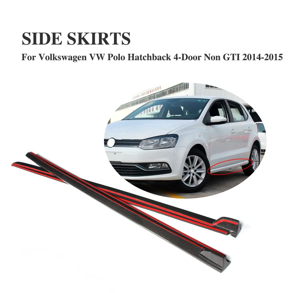 2 шт./компл. углеродного волокна автомобиля боковые юбки спойлер для Volkswagen VW Polo не-GTI тела наборы