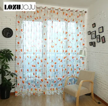 

LOZUJOJU Quality floral design rustic curtain window screening balcony finished product customized tulle curtain