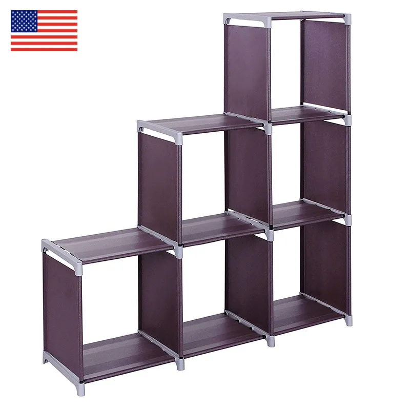 

3-layer 6-grid Bookshelf Non-woven fabric organizer storage cabinet Assembly wall shelf bookcase home living room Furniture