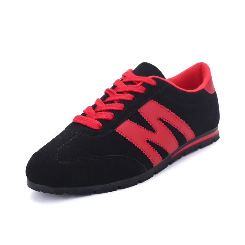 New 2016 Leather Cow Shoes Men Sport Fashion Man Casual Breathable Jogging Walking Mens shoes Red