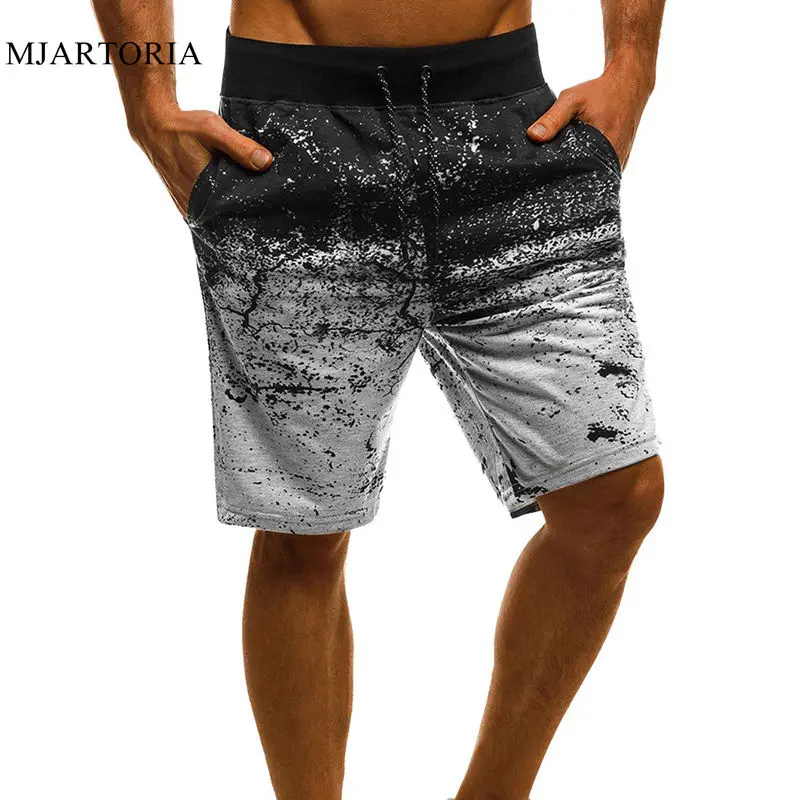 

MJARTORIA 2019 Men's Printing Casual Training Shorts With Pockets Running Jogging Shorts Homme Gradient Workout Fitness Bottom