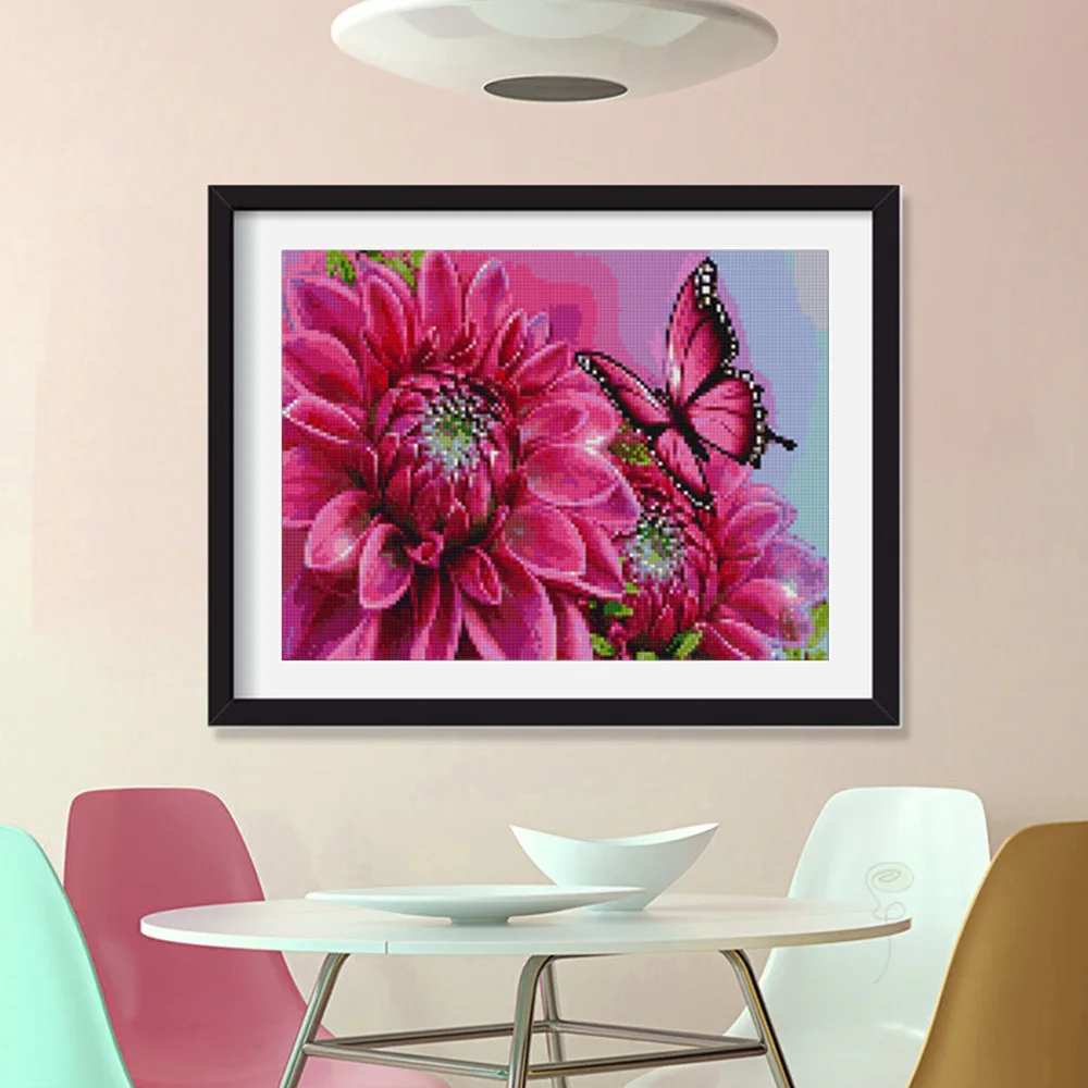 

Diamond Embroidery Flower Round Full Drill Diamond Painting Cross Stitch Rhinestone Diamond Mosaic Butterfly Children's Gifts