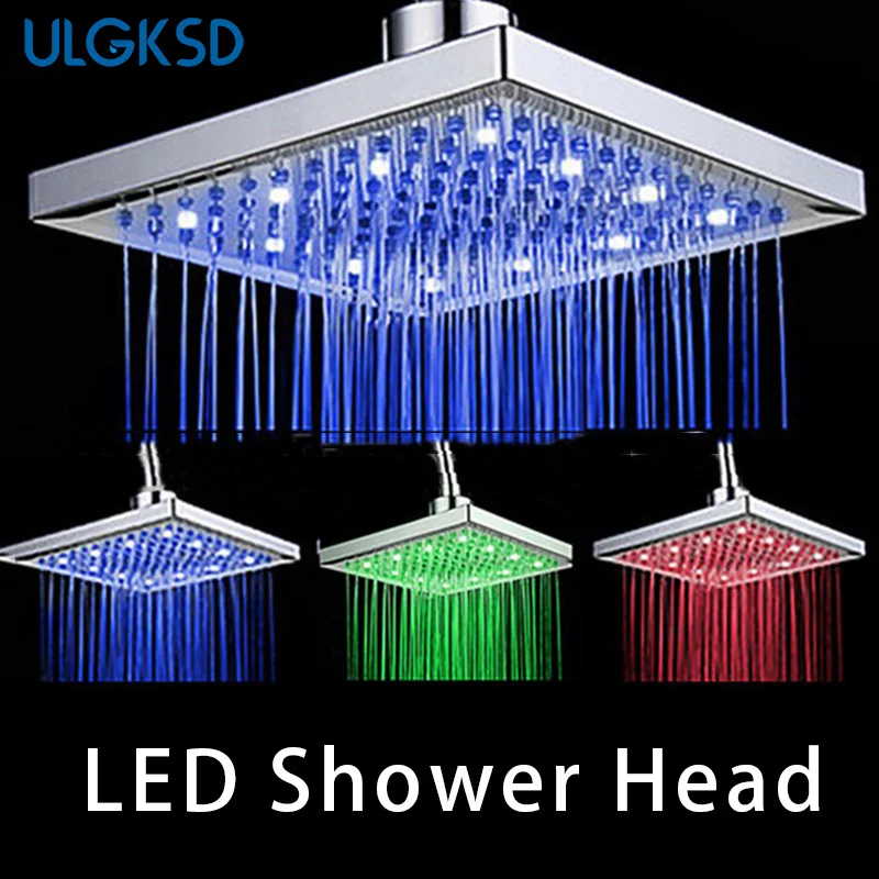 

ULGKSD Bathroom Rainfall LED Coloring Shower Head G1/2 Chrome Finish Bathroom Shower Faucet Mixer Tap