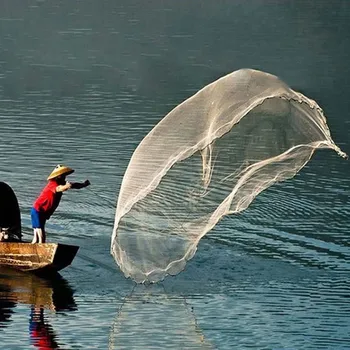 

Fishing Net Hand Throw Mesh Hand Sprinkle Spinning Net Aluminum Ring Finefish Network 240/300 Zinc Pendant