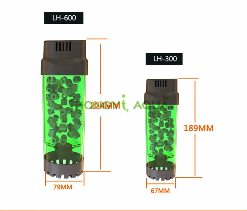 QANVEE кипящий движущаяся кровать фильтр пузырь био медиа реактор для аквариума аквариум с воздушным камнем и губкой фильтр LH300/LH600