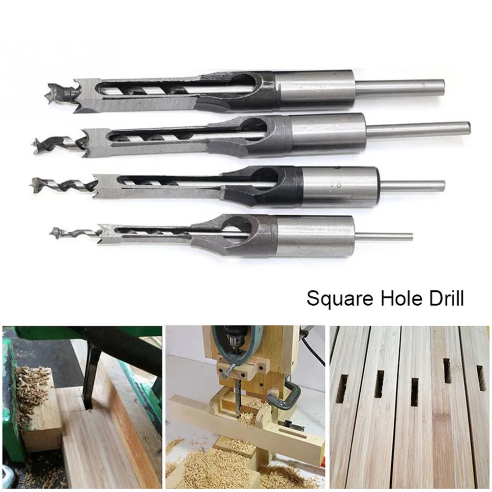 4 шт./компл. Высокая концентричность 210 мм 1/2 '3/8' 5/16 '1/4' HSS Метрическая врезное долото по дереву квадратное Отверстие Сверло режущий инструмент