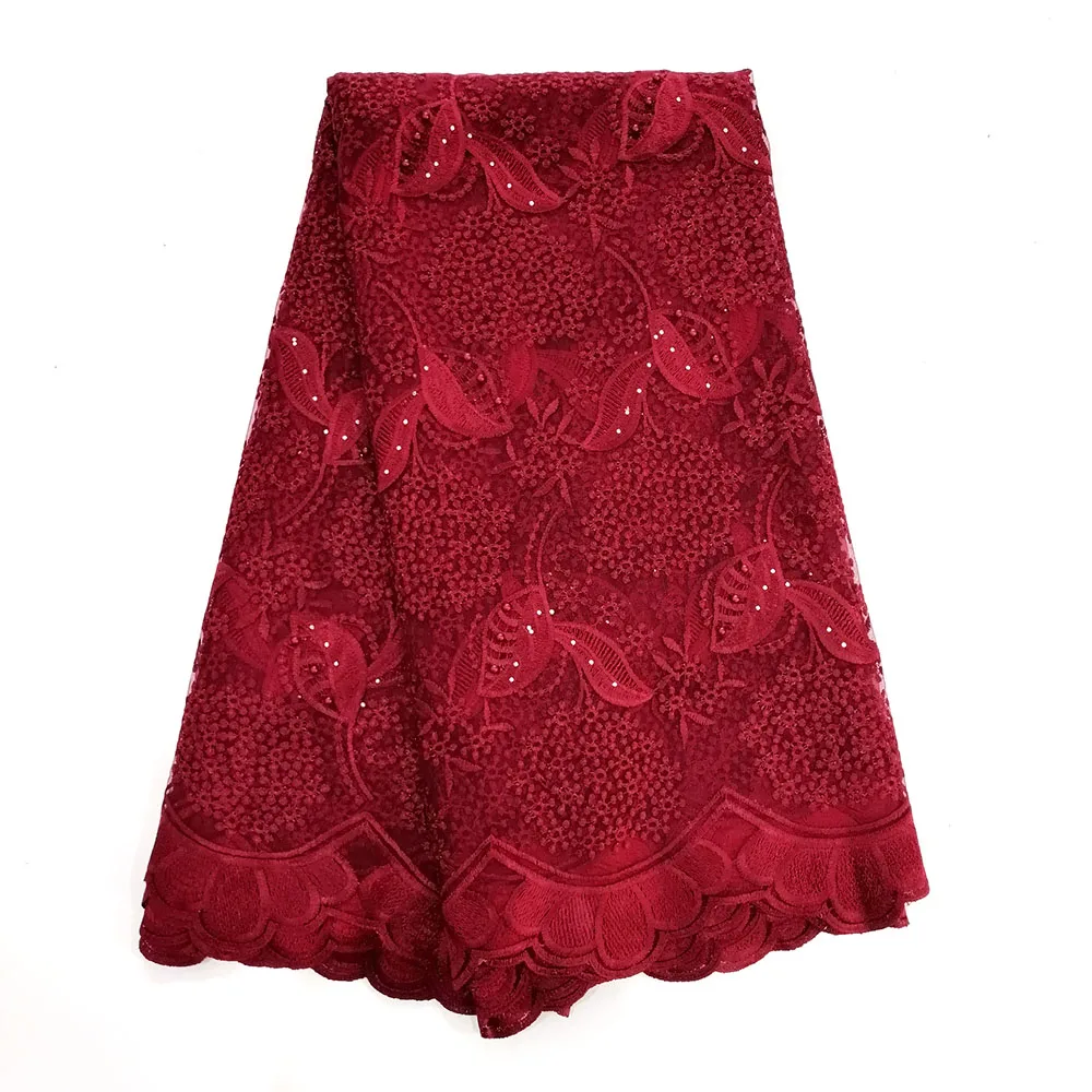 

High Quality 2019 African French Net Lace Fabric Embroidered Nigerian Lace Fabric 5Yards Guipure Cord Lace With Stones