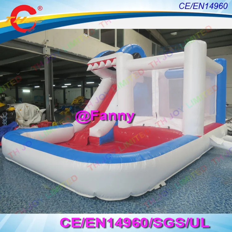 

free air shipping to door,6*4m residential pool slide inflatable jumper combo,inflatable bouncer bounce house with water slide