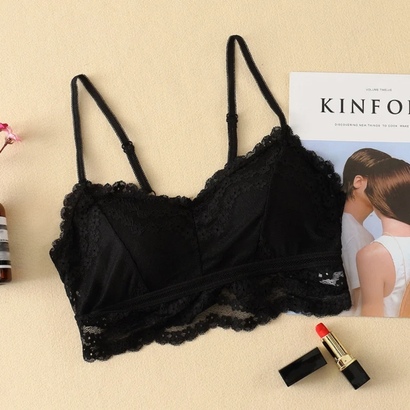 

Summer Sexy Backless Lace Tank Top Women Lace Bra Underwear Women Removable Padded Bralette