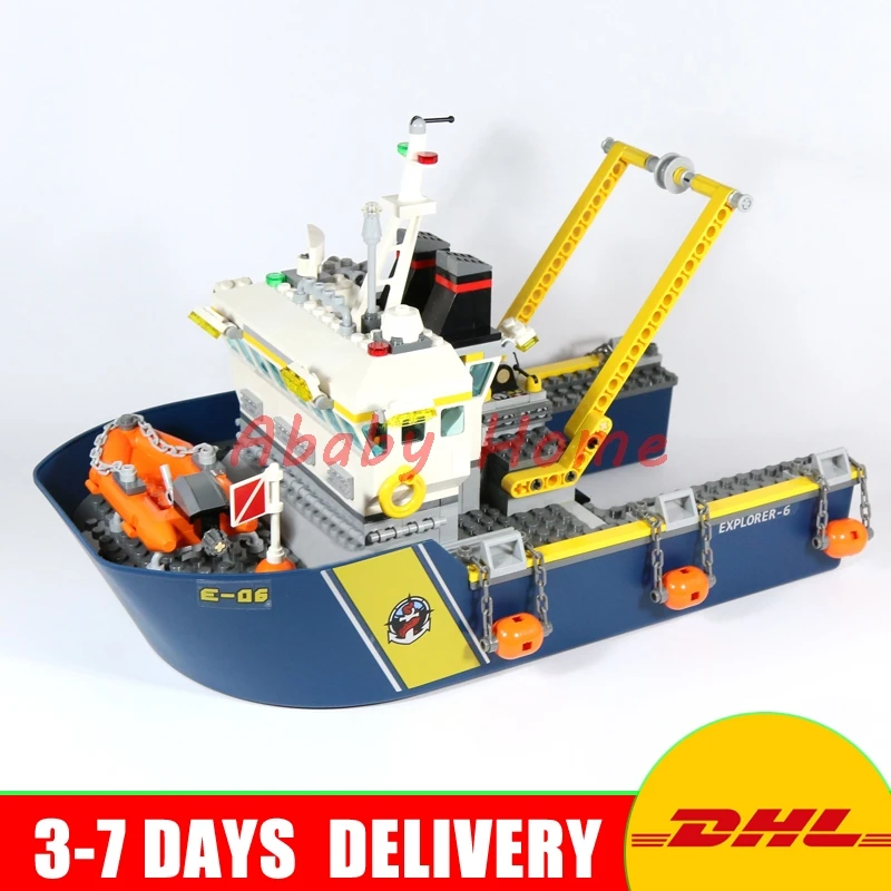 DHL Лепин 02012 город серии Deep Sea разведка судно образования детей строительные Конструкторы кирпичи игрушечные лошадки модель подарки клон 60095