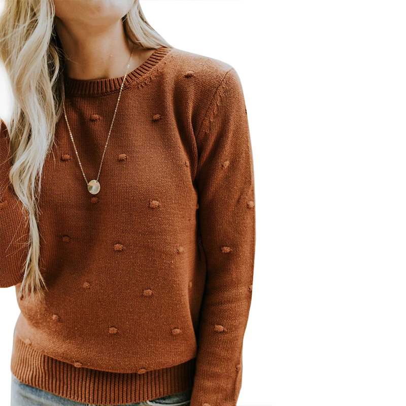 Justchicc Casual Decorative Balls Solid Sweater Women Pullover Knitted