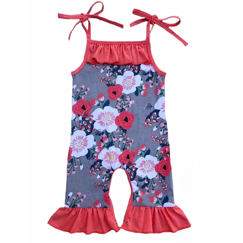 

Floral Girls Romper 2019 Summer Baby Girl Clothes Unicorn Baby Jumpsuit Capri Rompers Newborn Costume Ruffle Onesie 33 Colors