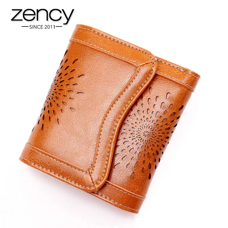 Zency роскошный женский короткий кошелек, натуральная кожа, модный клатч, кошелек, красивые Зажимы для денег, коричневый, черный, синий