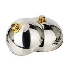 304 крышка из нержавеющей стали Высококачественная Крышка для еды теппаняки Западный купол с золотистый верх два размера большой или маленький