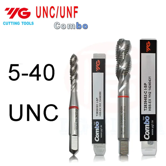 YG-COMBO T2839 1/2 1/4 3/4 3/8 5/8 5/16 5 6 7/8 13 20 16 24 28 UNF UNC Спираль Флейта Tap режущие инструменты краны - Цвет: 5-40 UNC