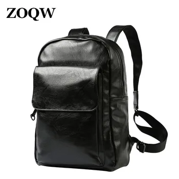 

Men Business Casual Backpacks for School Travel Bag PU Leather Men's Fashion Shoulder Bags Vintage Men Backpack mochilas SW0145