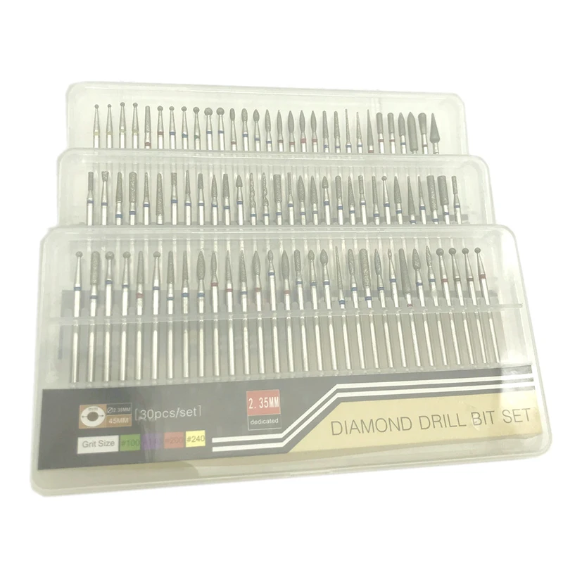 30pcs/set Diamond Nail Drill Bit Milling Cutter Stainless Steel Nail Rotary Files Burr Manicure Machine Clean Tool