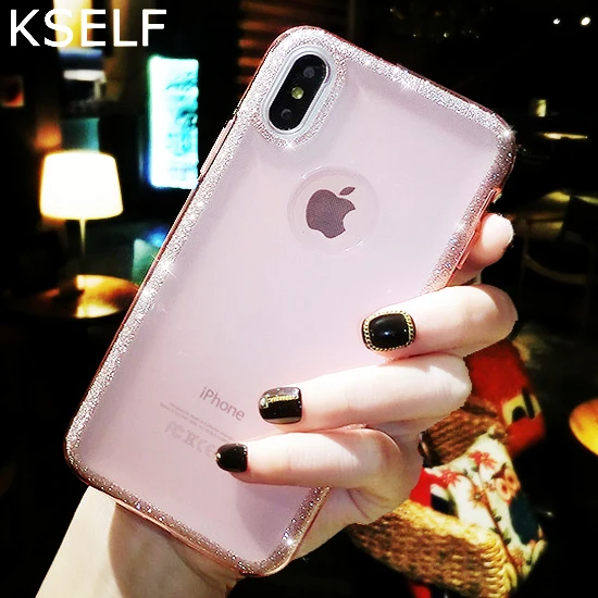 

KSELF Glitter Bling Case For Apple iPhone X Case 6 6s 7 8 Plus Luxury Shockproof Fashion Silicone Cover For iPhone 7 Plus Coque