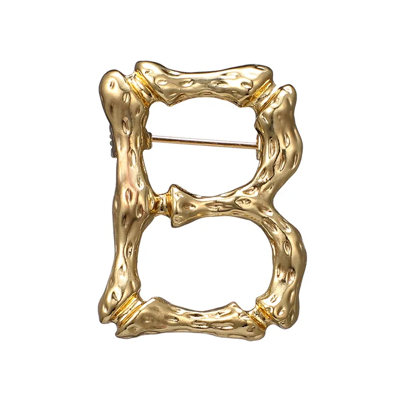Модная металлическая Геометрическая неправильная английская брошь в форме буквы новая горячая распродажа Золотая тональная Начальная модная брошь шарф B - Окраска металла: B