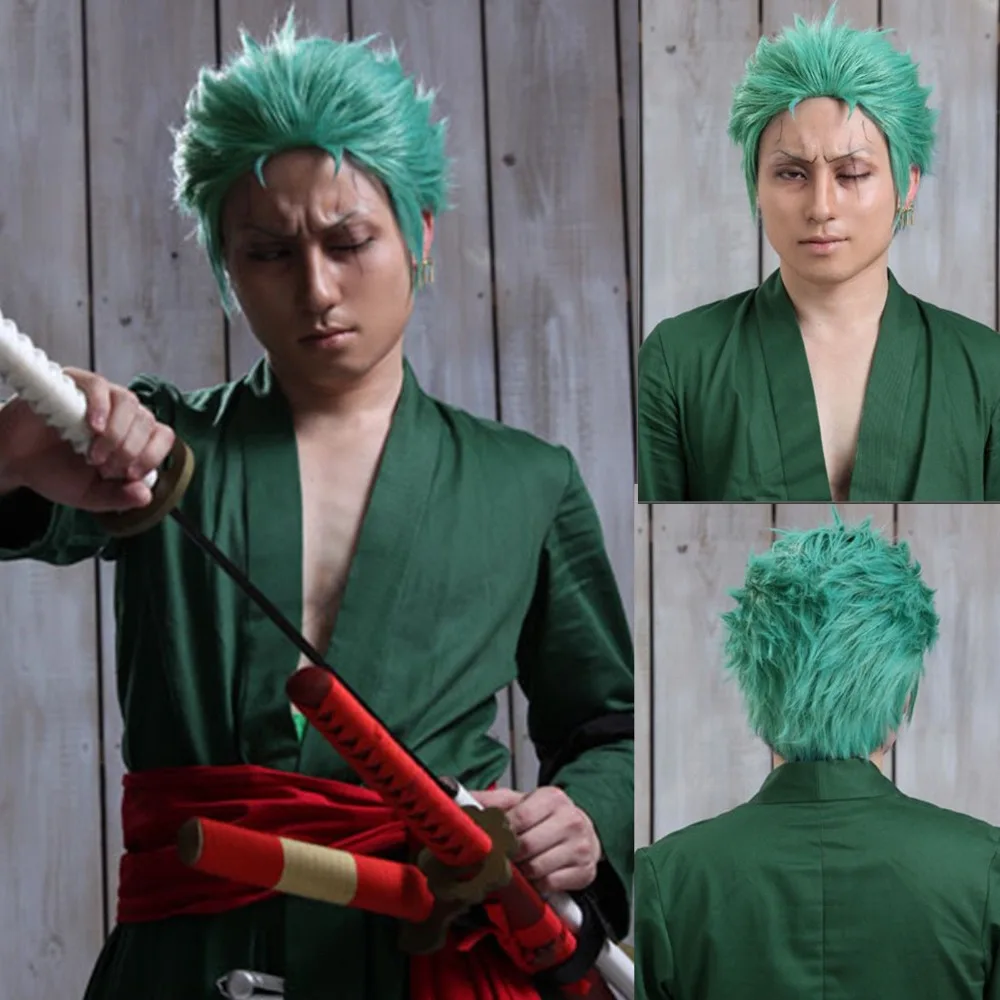 Short Straight Green Hair Anime One Piece Roronoa Zoro Cosplay Wig|cosplay  wig|green hairwig wig - AliExpress