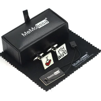 

MeMolissaHot sale I Love My Wife New Trendy Rare Exquisite Cuff Links Gift for Wedding Groom Party High Quality