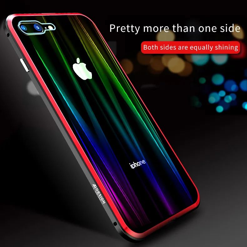 LUPHIE Colorful Laser Aurora Case For iPhone X 8 7 Plus Luxury Glass Case (16)