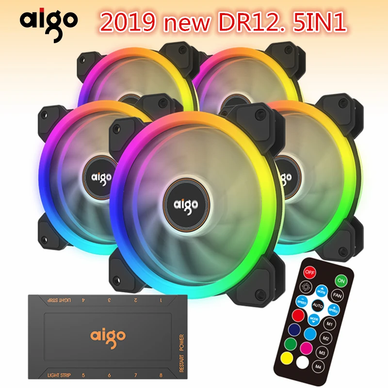 Aigo newDR12 компьютерный корпус ПК охлаждающий вентилятор RGB отрегулирующий светодиодный 120 мм тихий+ ИК пульт дистанционного управления компьютерный кулер охлаждающий RGB Корпус Вентилятор