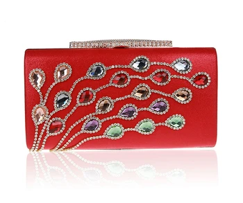 

Luxury Glitter Crystal Diamond Minaudiere Evening Bags Single Korean Dinner Party Purse Colorful Festive Peacock Wedding Handbag
