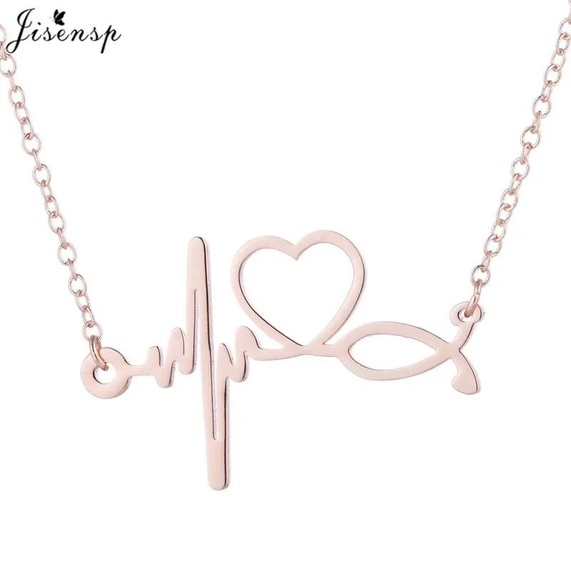 Jisensp модное стетоскоп pendant ожерелье романтическое сердце из нержавеющей стали ожерелье s для женщин медсестры доктора подарки