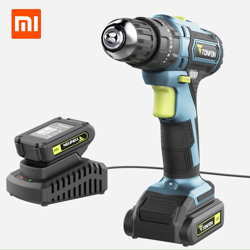 

Xiaomi Ecological Chain Tonfon Wireless Electric Cordless Drill Impact Power Driver 12V 1200mAh Battery 2-Speed EU Adapter
