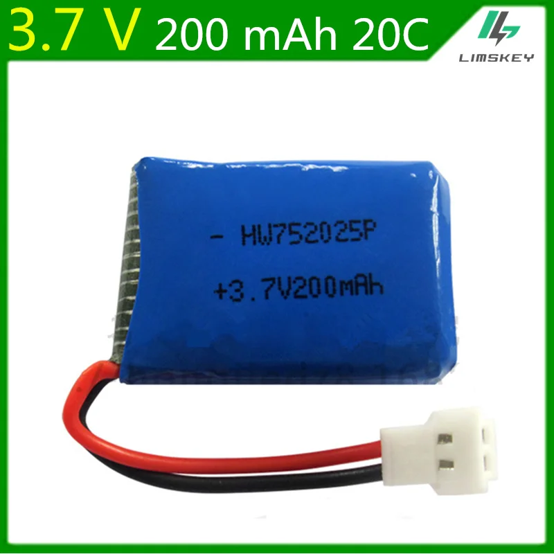 

3.7V 200mAh Lipo Battery Syma X4 X11 X13 Remote Control aircraft 3.7 V 200 mAh li po battery model aircraft 752025 20pcs/lot
