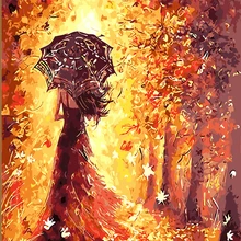 Безрамное изображение осенние листья DIY живопись по номерам Современная Настенная живопись ручная роспись маслом на холсте для домашнего декора