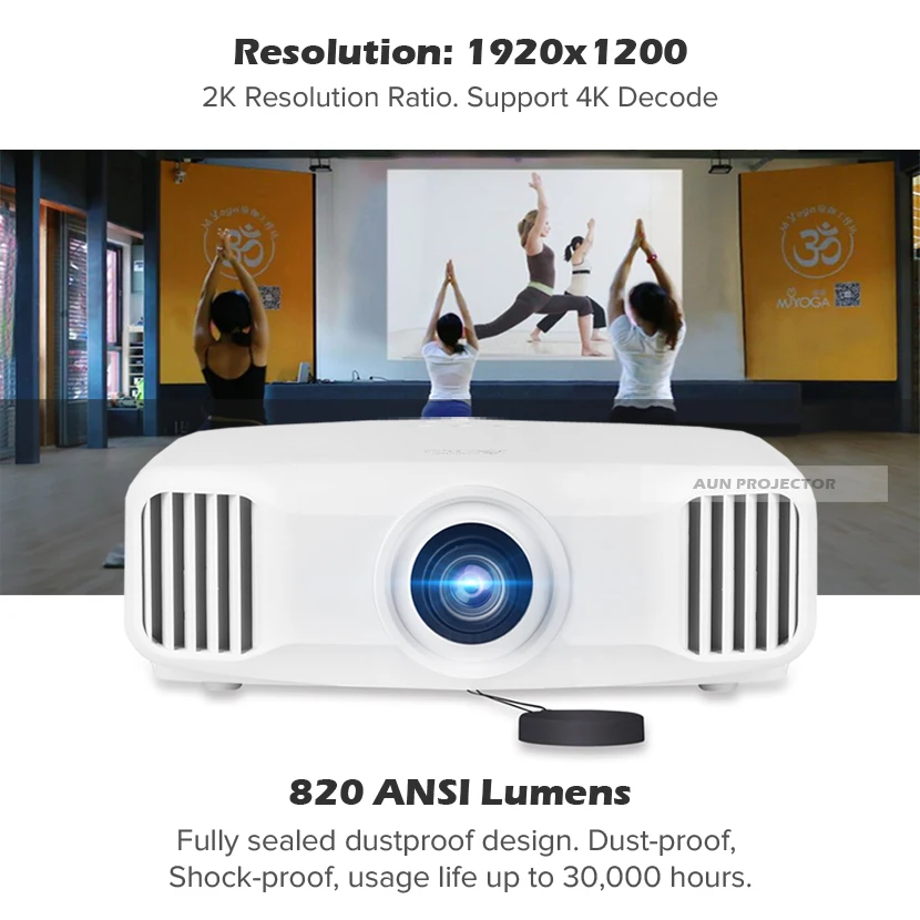 AUN 3LCD проектор поддерживает 4 K декодирование 850 ANSI люмен 2 разрешение 1920x1200