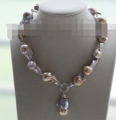 

Jewelr 005610 luster 17" purple Reborn keshi pearls necklace Platinum Plated clasp