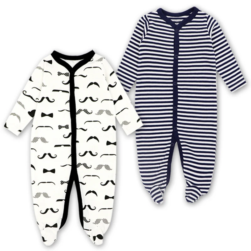 Pasgeboren Baby Kleding Baby Meisje Footed Pyjama Roupa Bebe 2 Pack Lange Mouwen 3 6 9 12 Maanden Baby Jongen jumpsuits