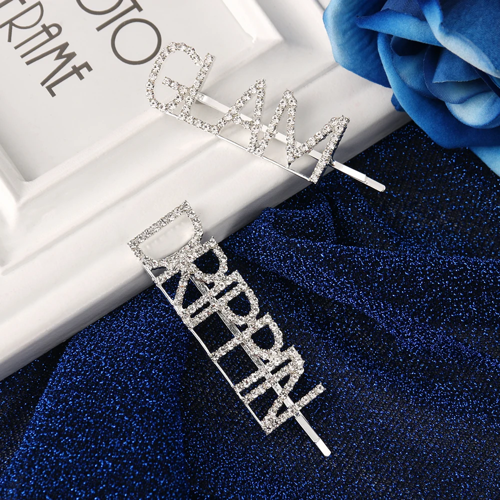 

Unique Letter Barrettes Crystal Hair Clip Hairwear for Women Kid Girls Gift Wedding Party Hair Jewelry Pins Clips Hairpin