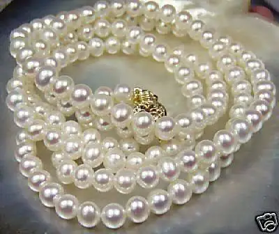 

wholesale Beautiful!7-8mm White Akoya Cultured Pearl Necklace 25