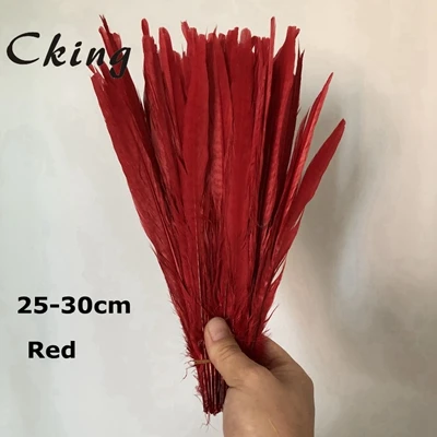 red Cking 100 шт./лот Белый отбеленные хвостовые перья охотничьего фазана перо 25-30 см, 10-12 дюймов Алмазный фазан перья фазана карнавальный ремесло - Цвет: red