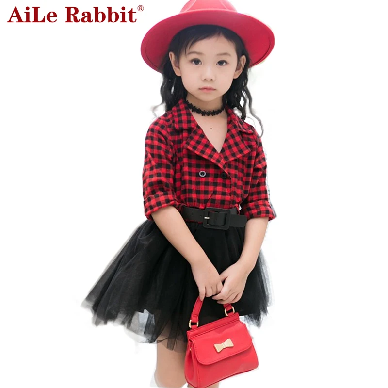 Skup AiLe królik dziewczyny Tutu sukienki wiosna jesień pełna rękaw ubrania kratę koronki sukienka stroje dla dzieci ubrania dla dzieci k1