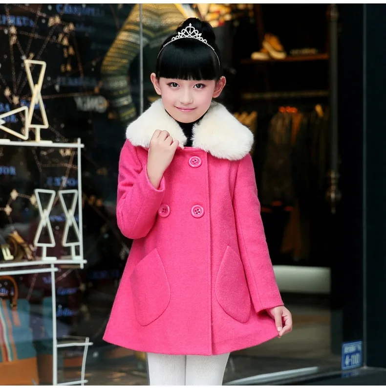 Autumn and Winter In Korean Girls Children New Wool Coat Kids Clothing 2 Colour