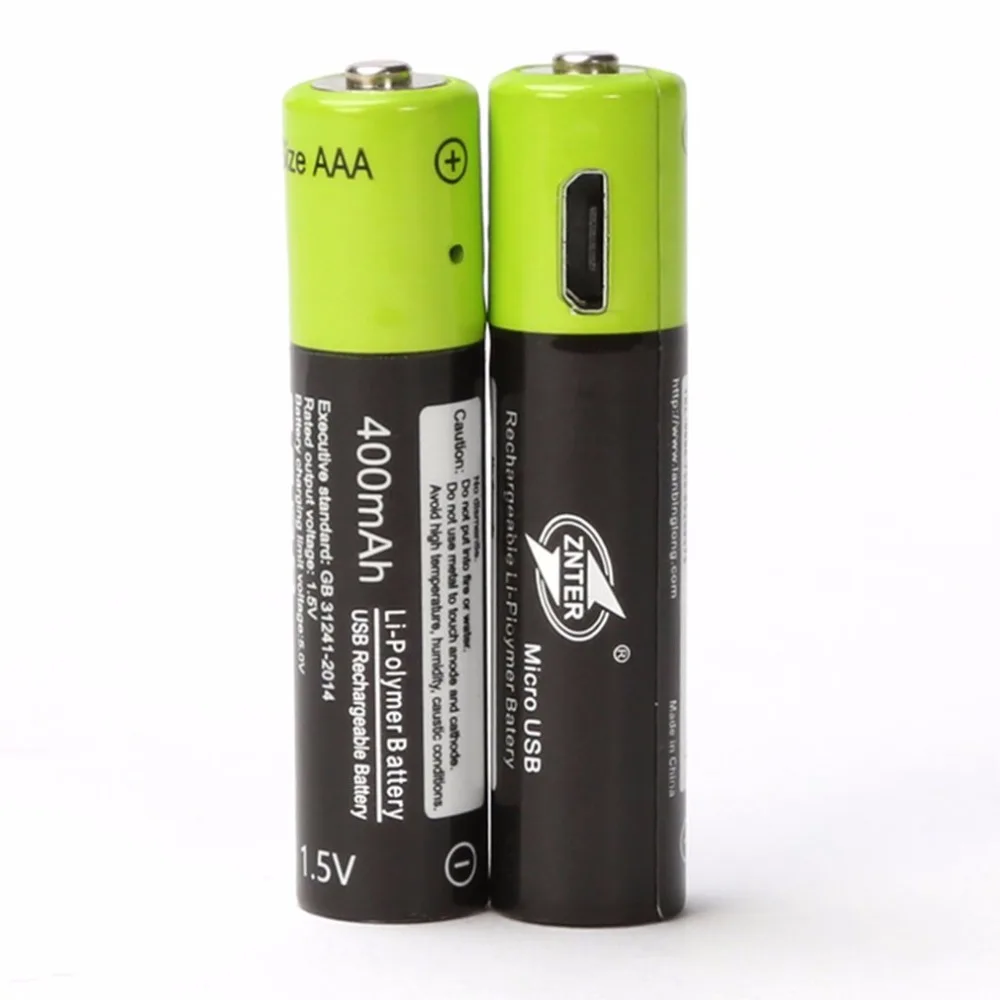 ZNTER 4 шт Mirco USB аккумуляторная батарея AAA батарея 400mAh AAA 1,5 V игрушки удаленные аккумуляторы с контроллером литий-полимерная батарея