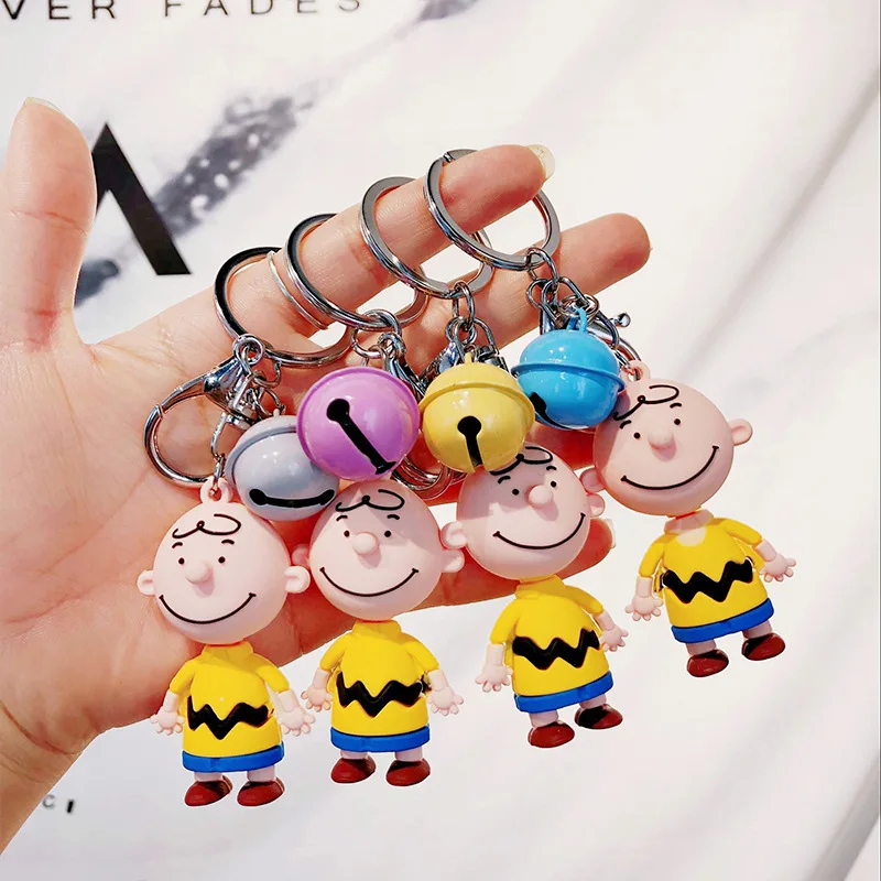 

High Quality 2019 New Cute Cartoon Charlie Brown Keychain For Ladies Creative Car Bag Charms Accessories Anime Key ring Boyfrien
