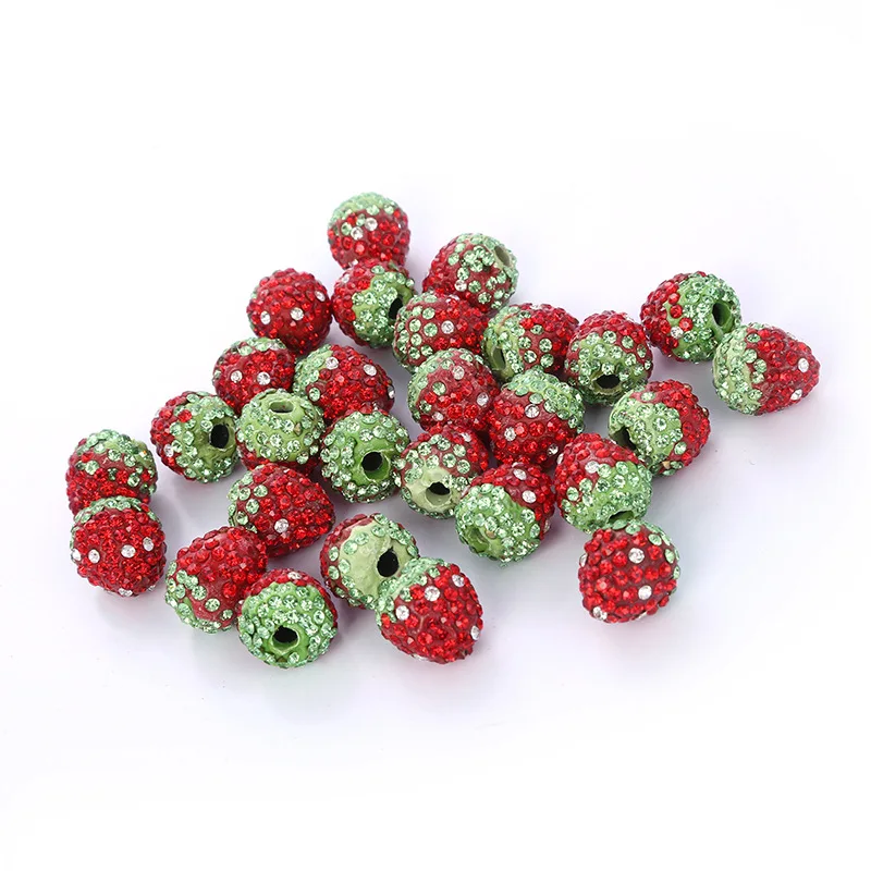 

SEA MEW 100 PCS 12mm DIY Accessories Strawberry Clay Crystal Rhinestone Beads For Jewelry Making